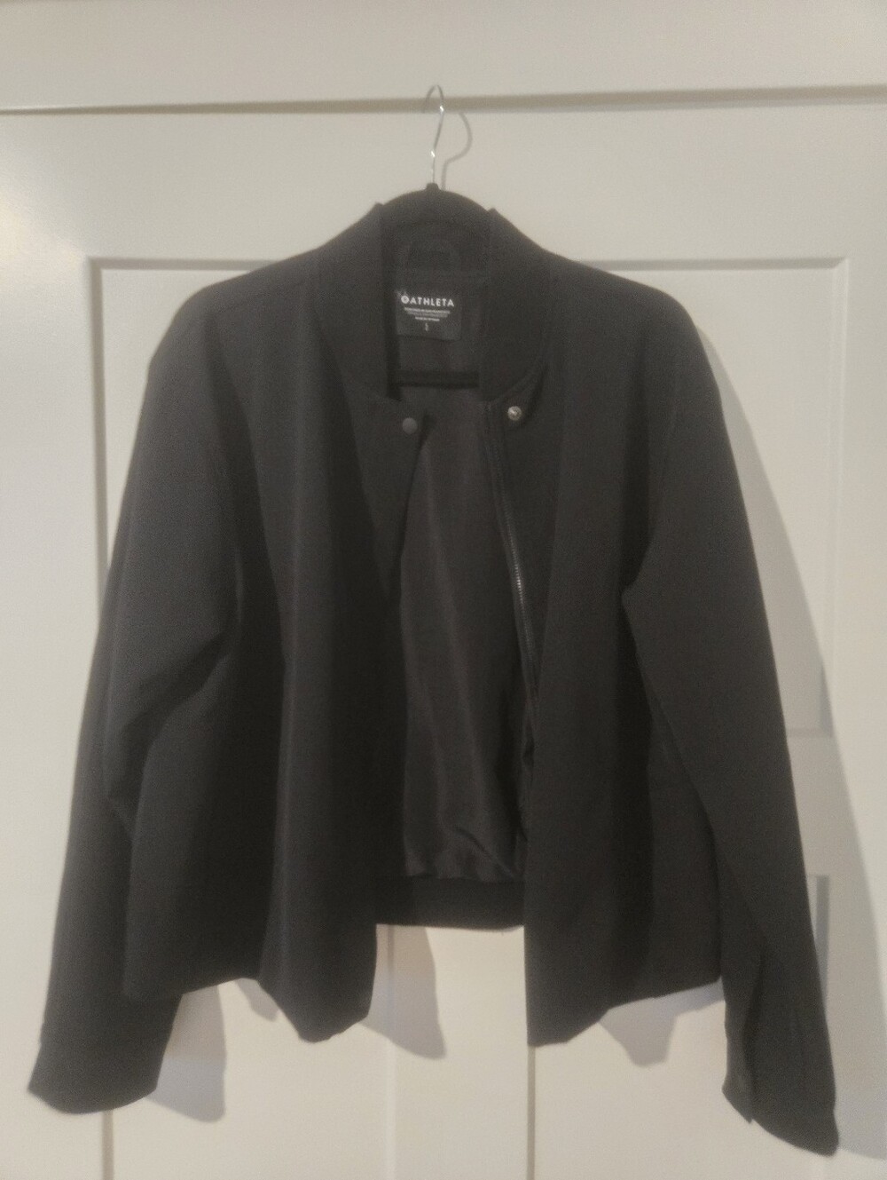 Athleta Endless Cropped Bomber Jacket - Black, Size L